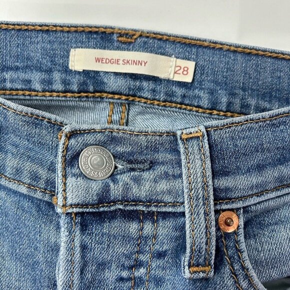 Levis Wedgie Skinny Jeans Womens Size 28 Button Fly High Rise Crop Ankle - Picture 11 of 13